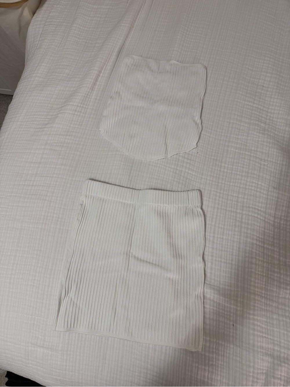 Amazon White Ribbed Tube Top and Skirt Set